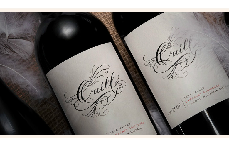 Logo for Quill, a California vineyard. Wine bottle labels are some of my favorite hand lettering.