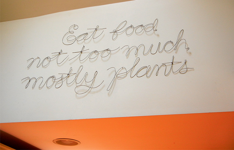 Michael Pollan’s famous dictum on how to eat. In wire.